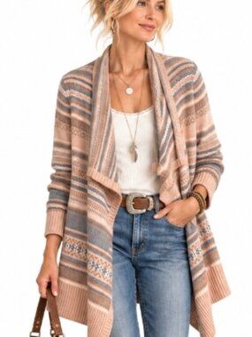 CHAPS women's knit  cardigan P/Med southwestern boho sundance